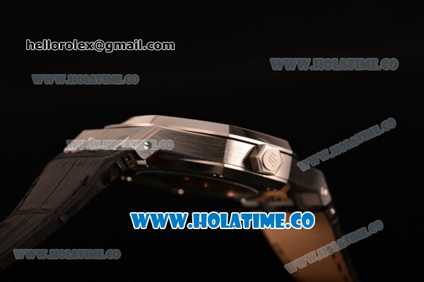 Audemars Piguet Royal Oak 41MM Clone AP Calibre 3120 Automatic Steel Case with Grey Dial Black Leather Strap - Stick Markers (EF) - Click Image to Close